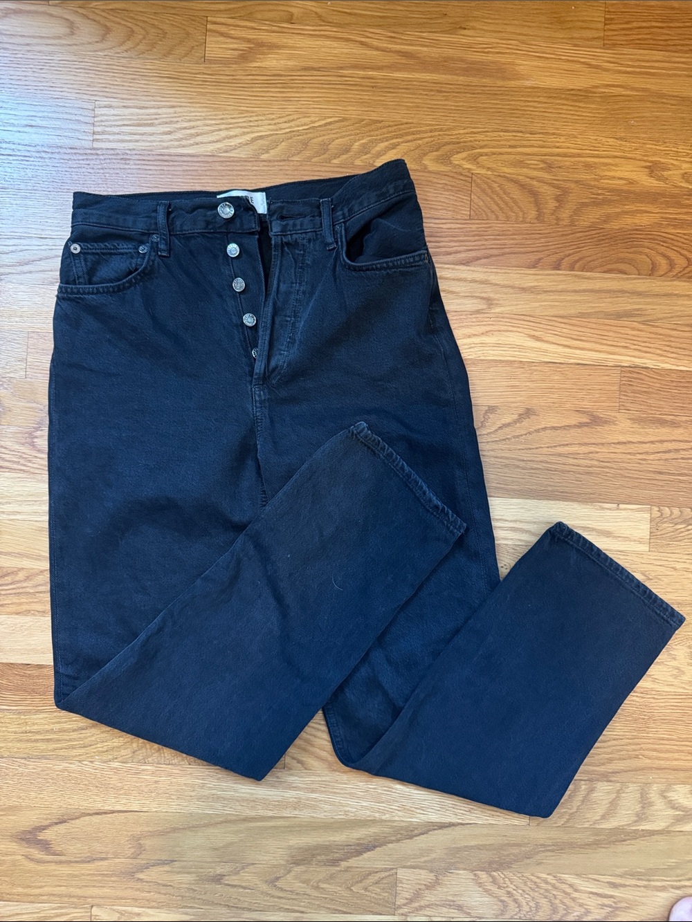 AGOLDE High-Rise Button-Fly Black Jeans